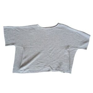 Benedetta B Medium Grey short sleeve dolman sweater ribbed knit relaxed wide cut
